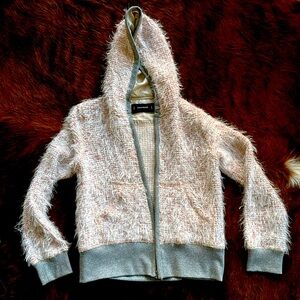 Calvin Rucker Womens Fuzzy Metallic Tweed Sweater Pink Gray size small. NWOT